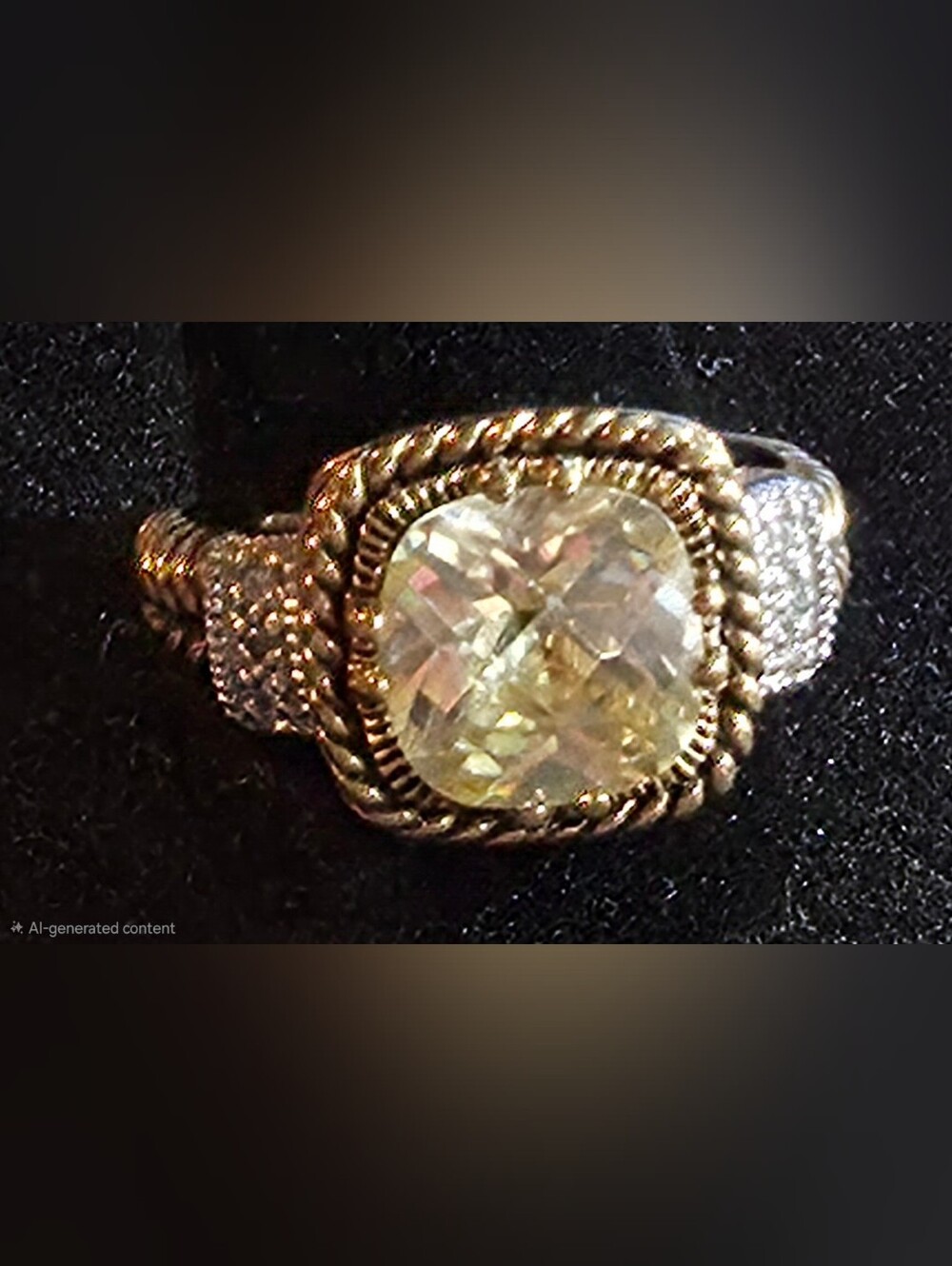 Gold-Tone Cushion Crystal Ring - Women Jewelry